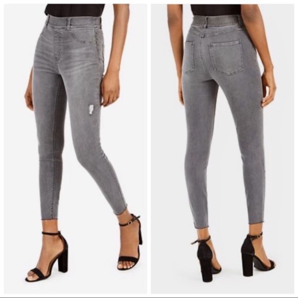 spanx distressed denim leggings black